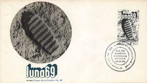 1969 Mexico - LUNA69 $2 - Moon footprint