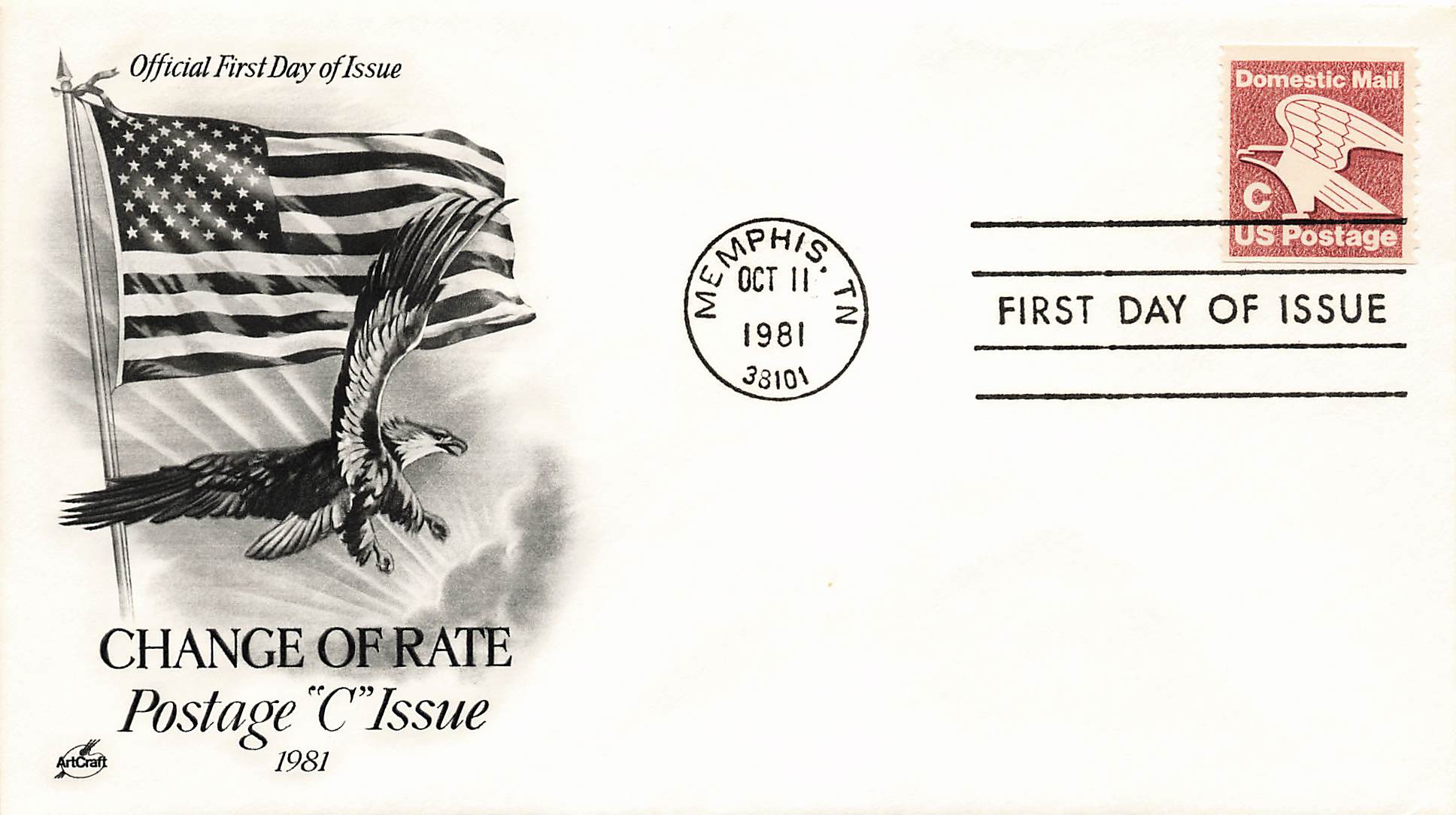 Change of Rate Postage 'C' Issue – 1981 First Day Cover | Patriotic Symbolism
