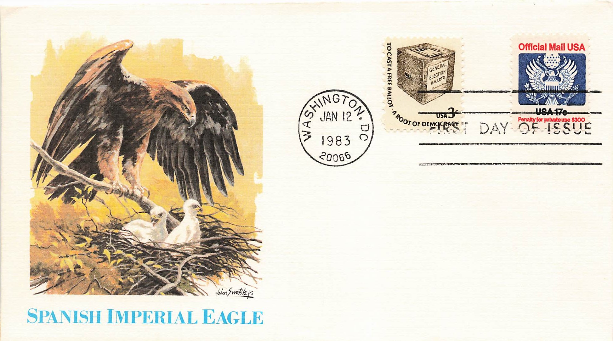 1983 Spanish Imperial Eagle 3-Cent First Day Cover