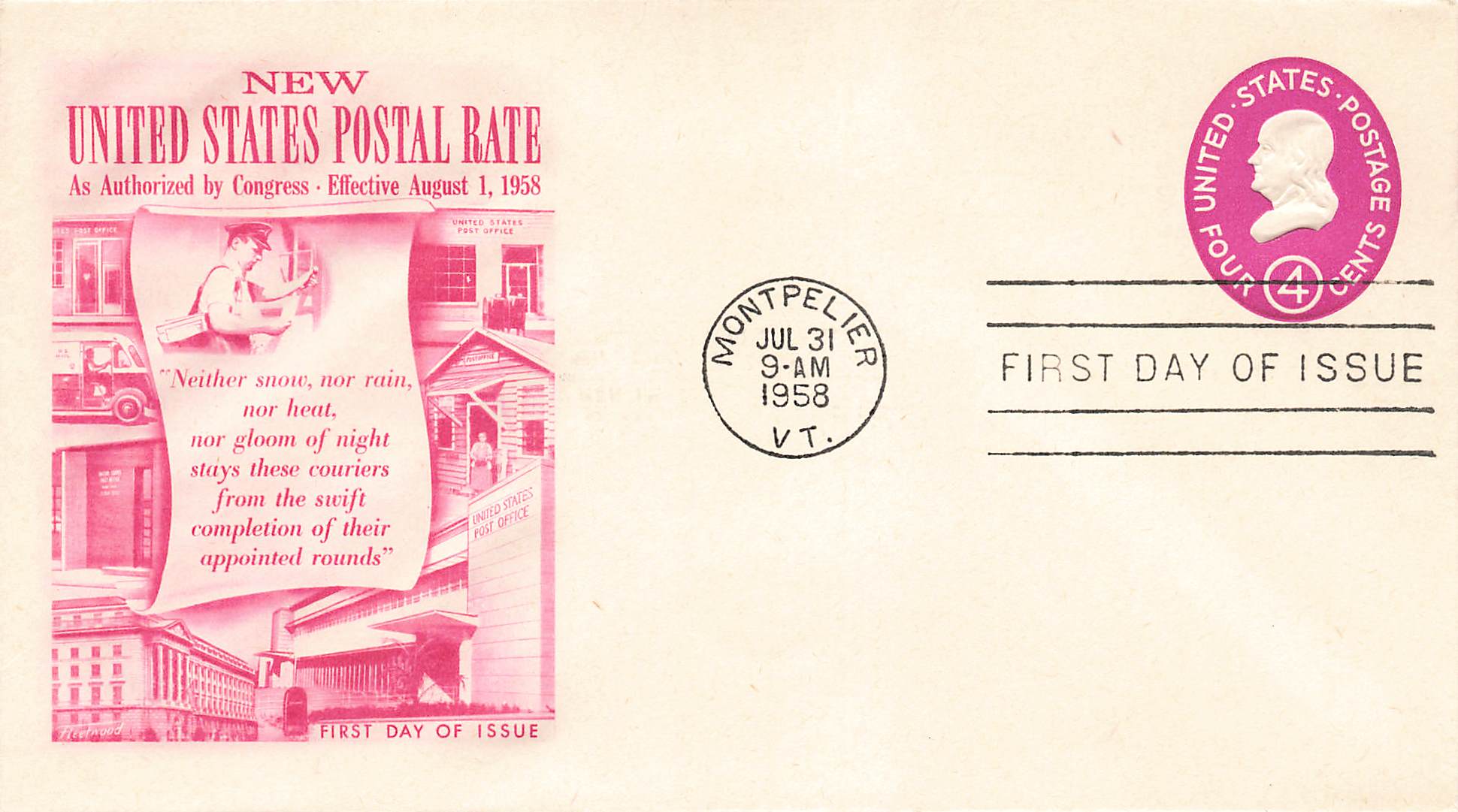 1958 New postal Rate 4c