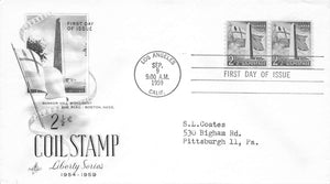 1959 coil stamp 2 1/2c Bunker Hill 2 stamps