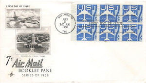 1958 Air Mail 7c booklet pane 6 stamps