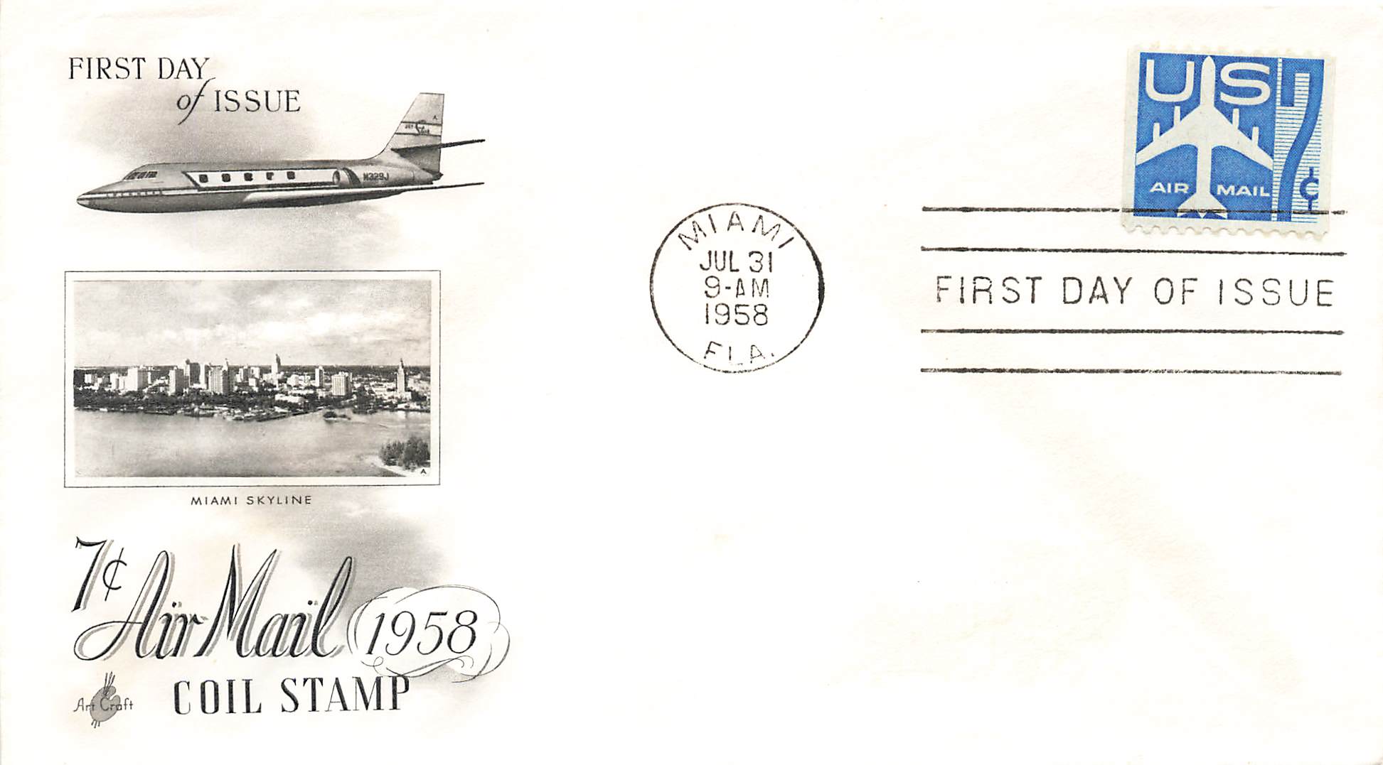 1958 Air Mail 7c coil Stamp