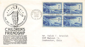 1956 World's Youth Children's Friendship 3 cents, 4 stamps