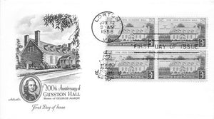 1958 200th Anniversary of Gunston Hall, Home of George Mason .03 Cents, 4 stamps