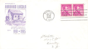 1958 Birthplace of Abraham Lincoln 2 stamps