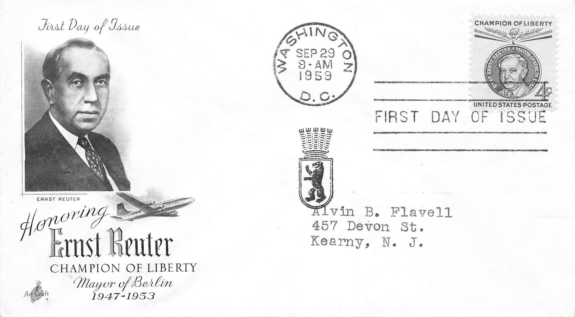 1959 Champion of Liberty Mayor Ernst Reuter 4c