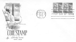 1959 coil stamp 2 1/2c Bunker Hill 2 stamps (Un addressed)