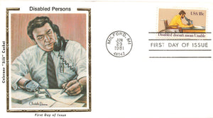 1981 Disable Persons .18 Cents, Printed on Silk