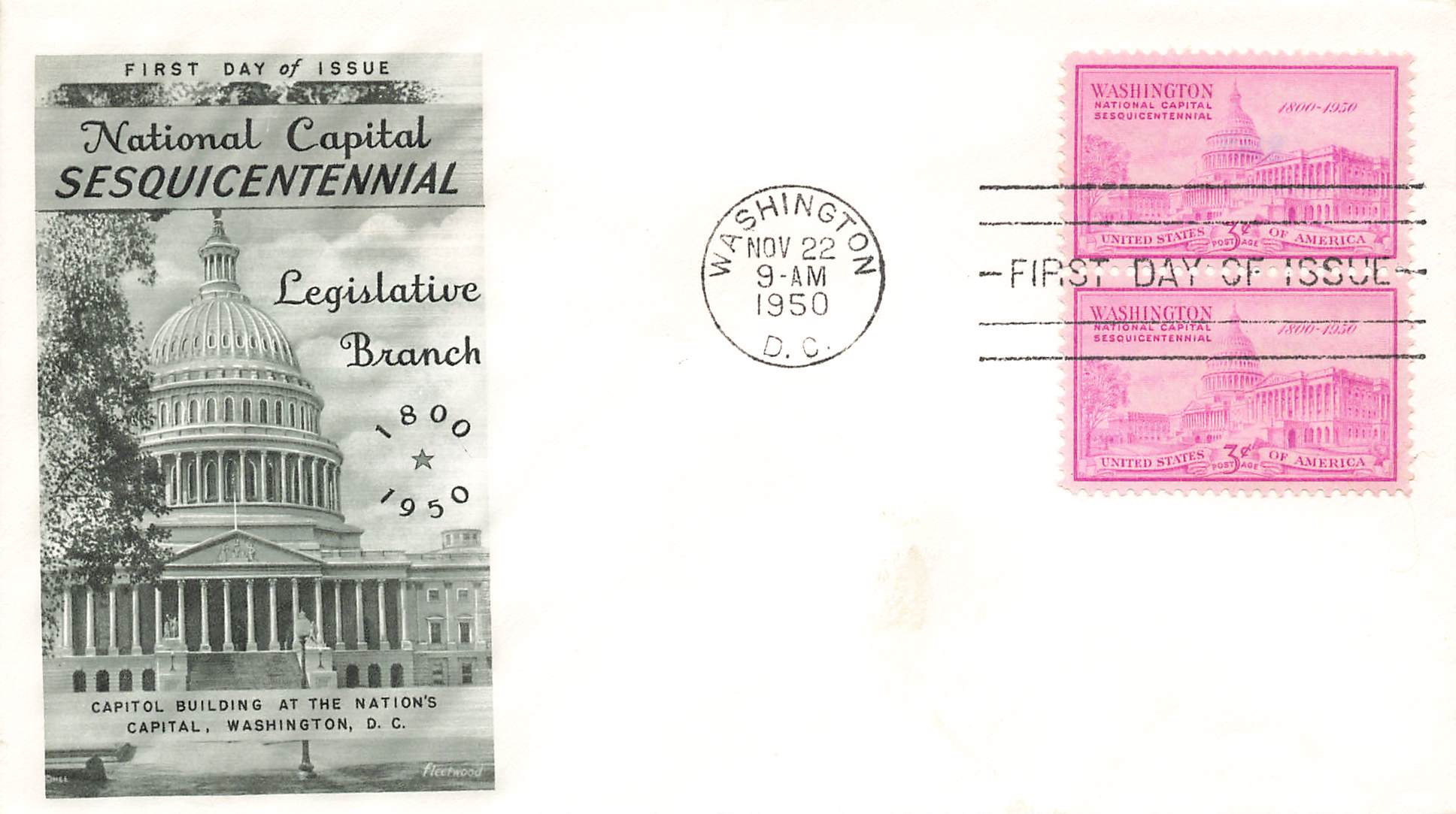 1950 National Capitol Sesquicentennial Legislative Branch - 2 stamps #992