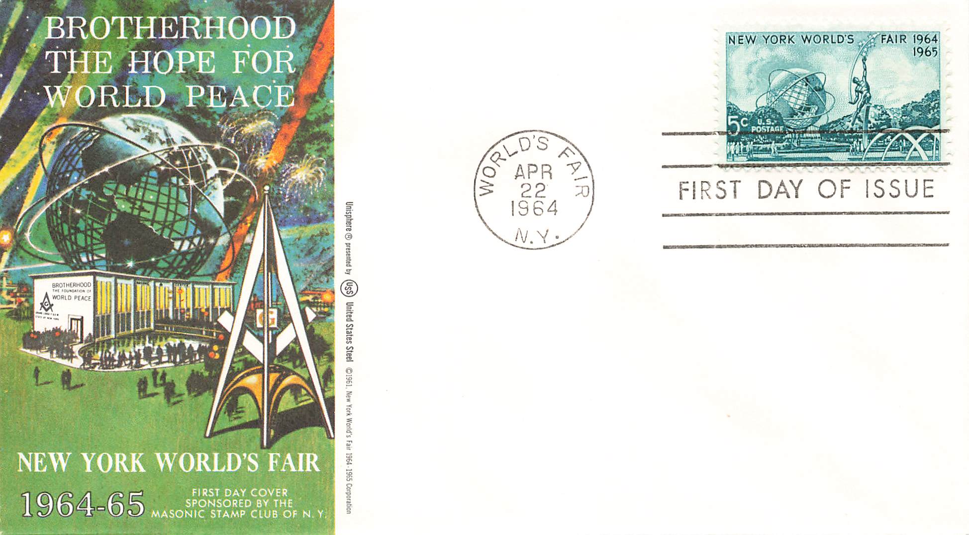 1964 new York Worlds Fair 5c stamp Brotherhood