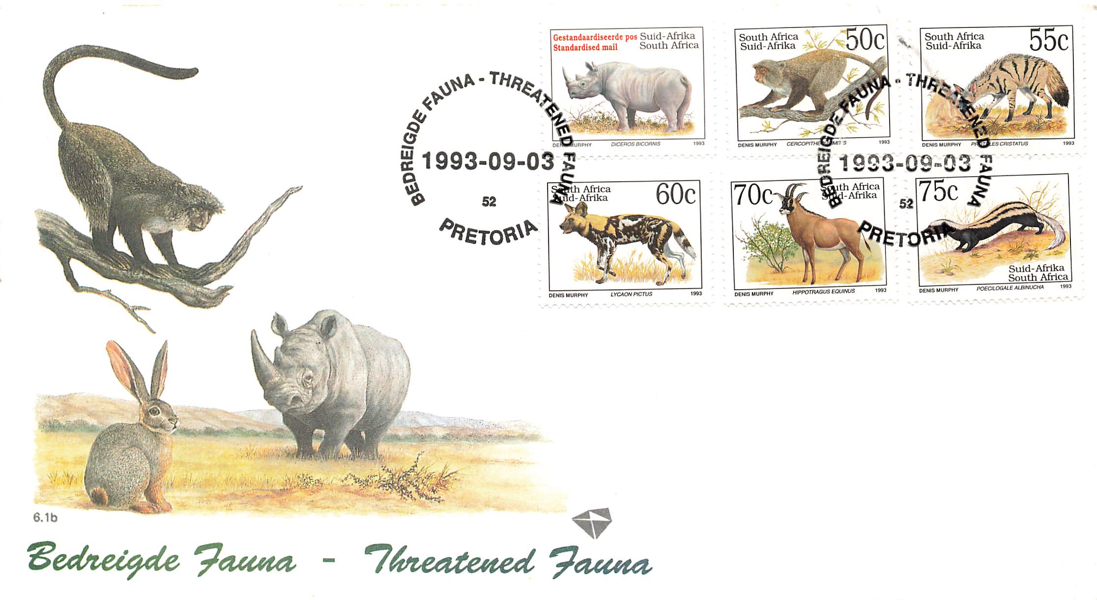 1993 South Africa Threatened Fauna Rhino