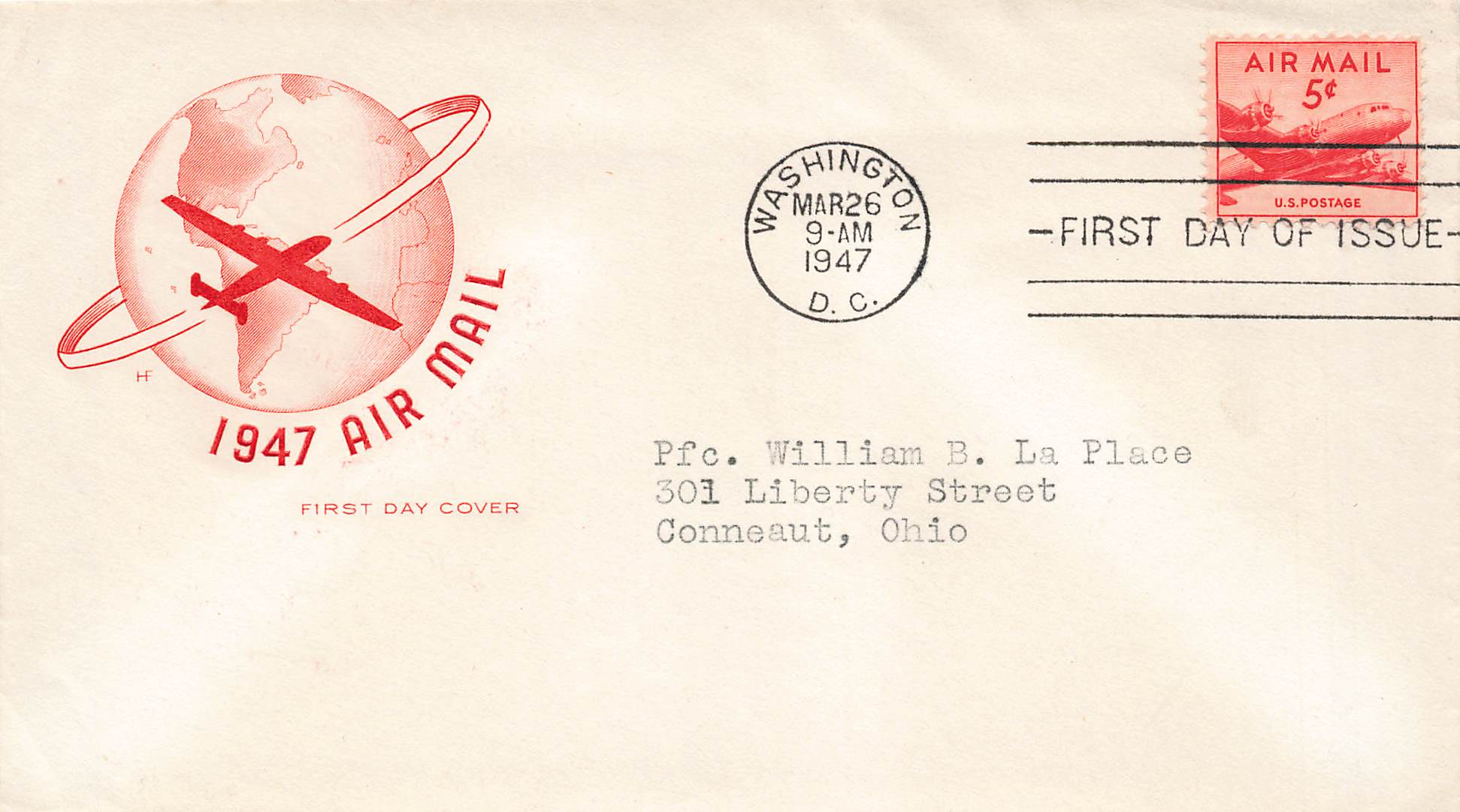 1947 Air Mail 5 Cents