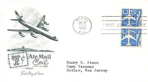 1958 Air Mail 7c coil Stamp, 2 stamps