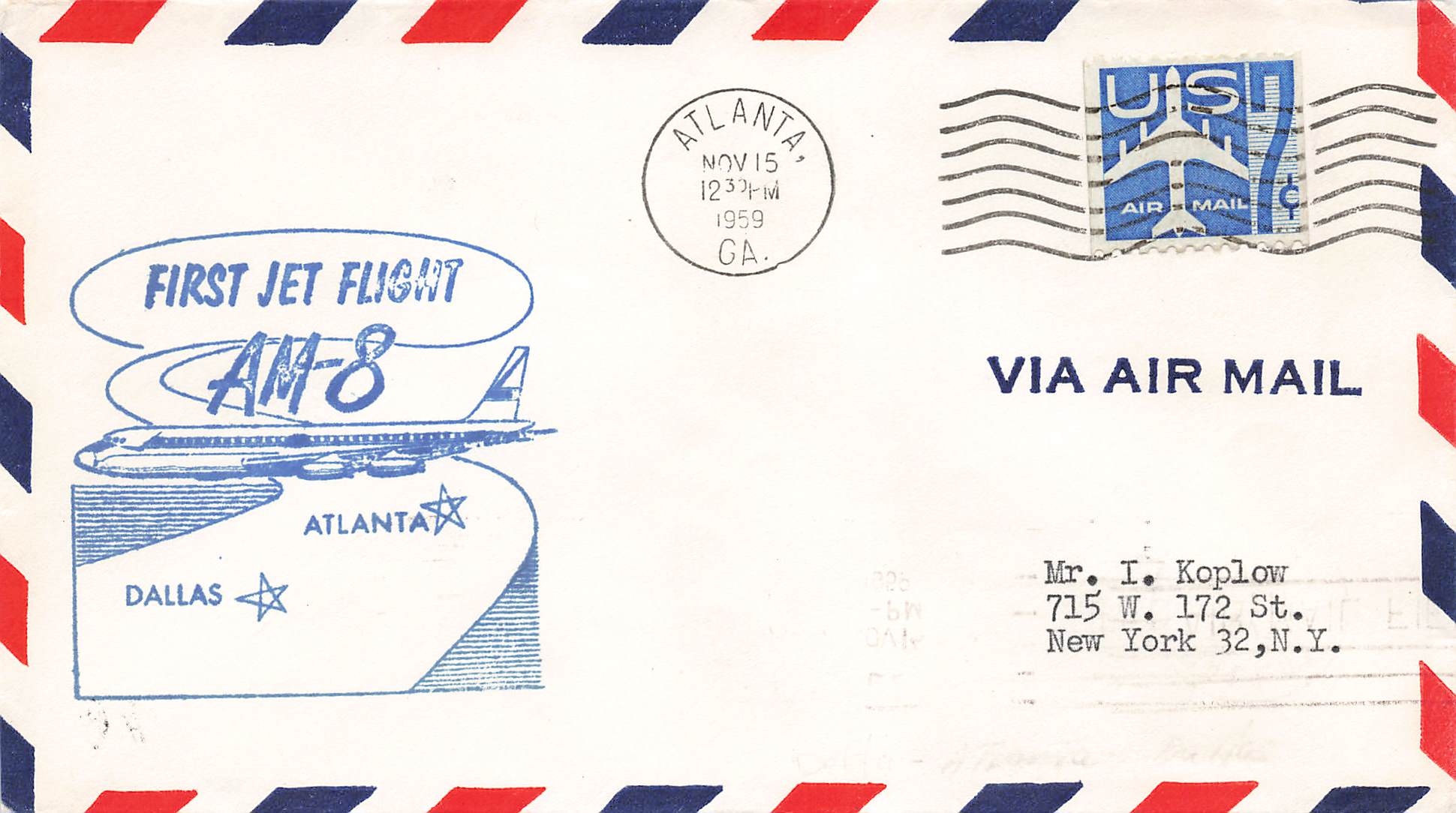 1959 First Jet Flight AM-8 .07 Cents US air mail