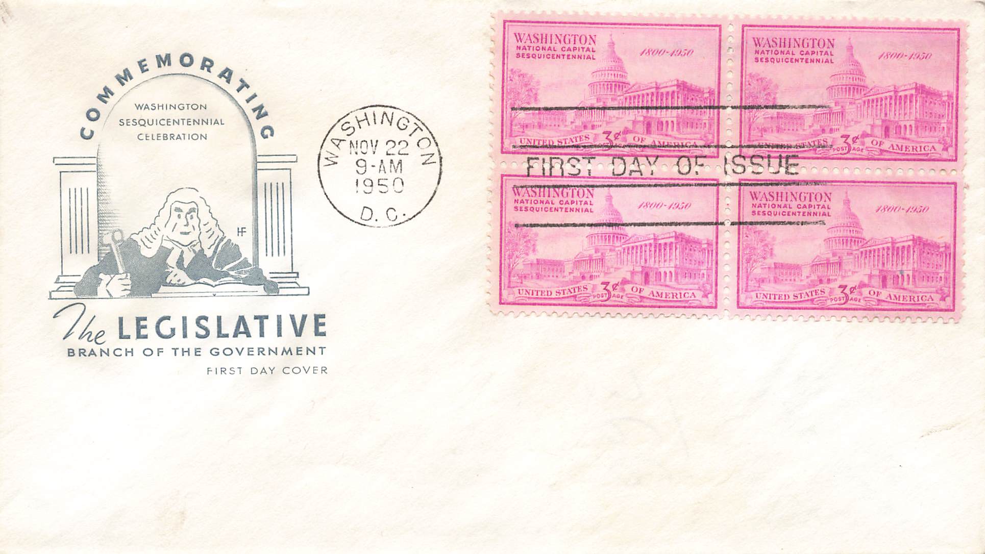 1950 National Capitol Sesquicentennial Legislative Branch - 4 stamps #992pb