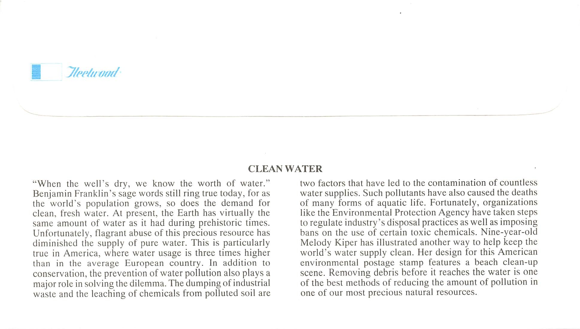 1995 Clean Water, Kids Care! .32 Cents