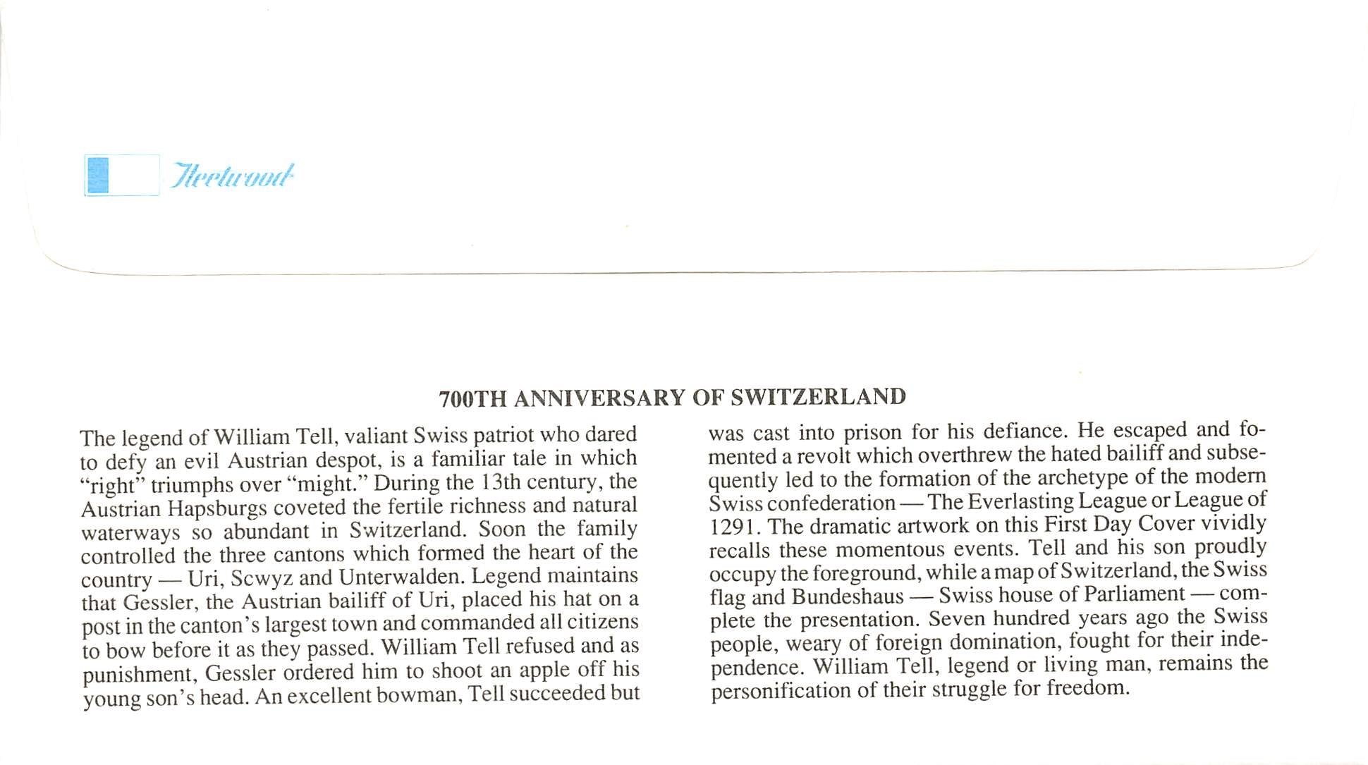 1991 700th Anniversary of Switzerland .50