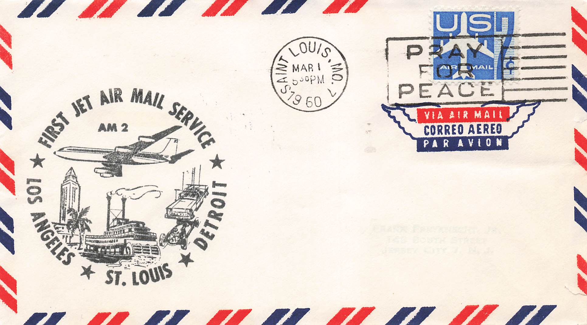 1960 First Jet Air Mail Service .07 Cents