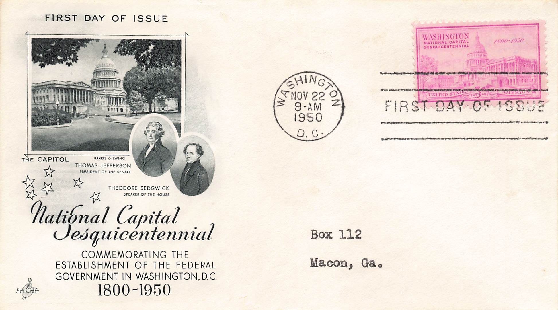 1950 National Capitol Sesquicentennial 1 stamp #992