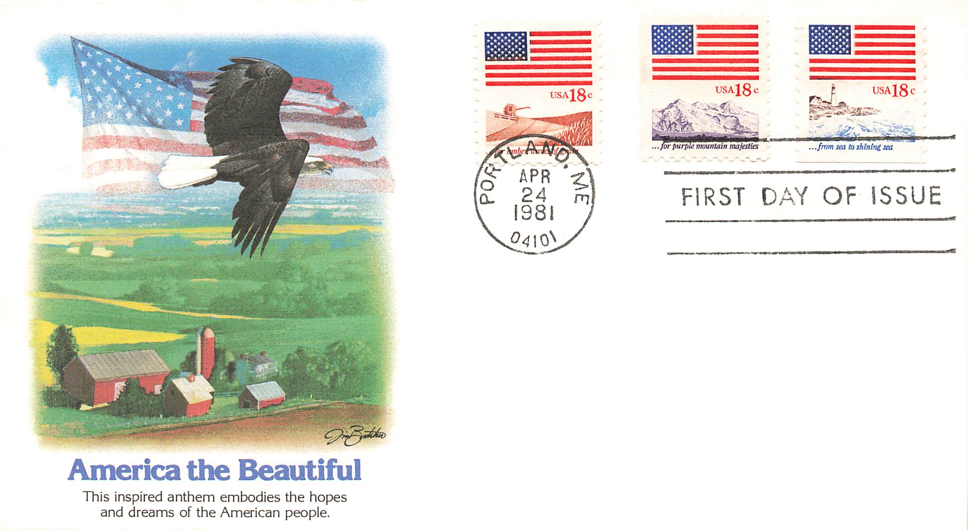 1981 America The beautiful.  3 stamps .18 Cents