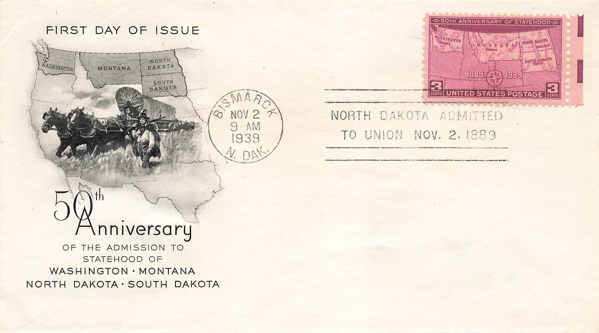 1939 50th Ann of statehood of Washigton, Montana, North Dakota, South Dakota