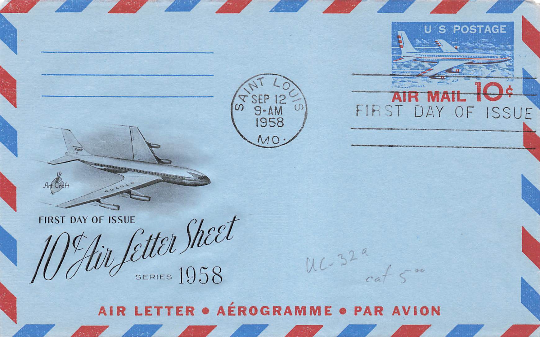 1958 10 Cent Air letter sheet