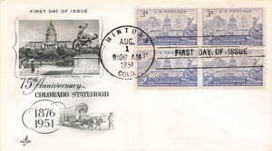 1951 75th Anniversary Colorado Statehood .03 Cents, 4 stamps