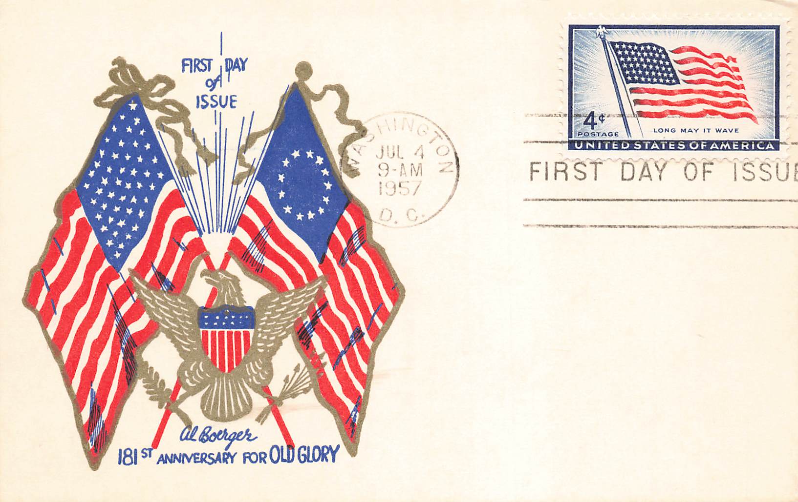 1957 Old Glory Post card