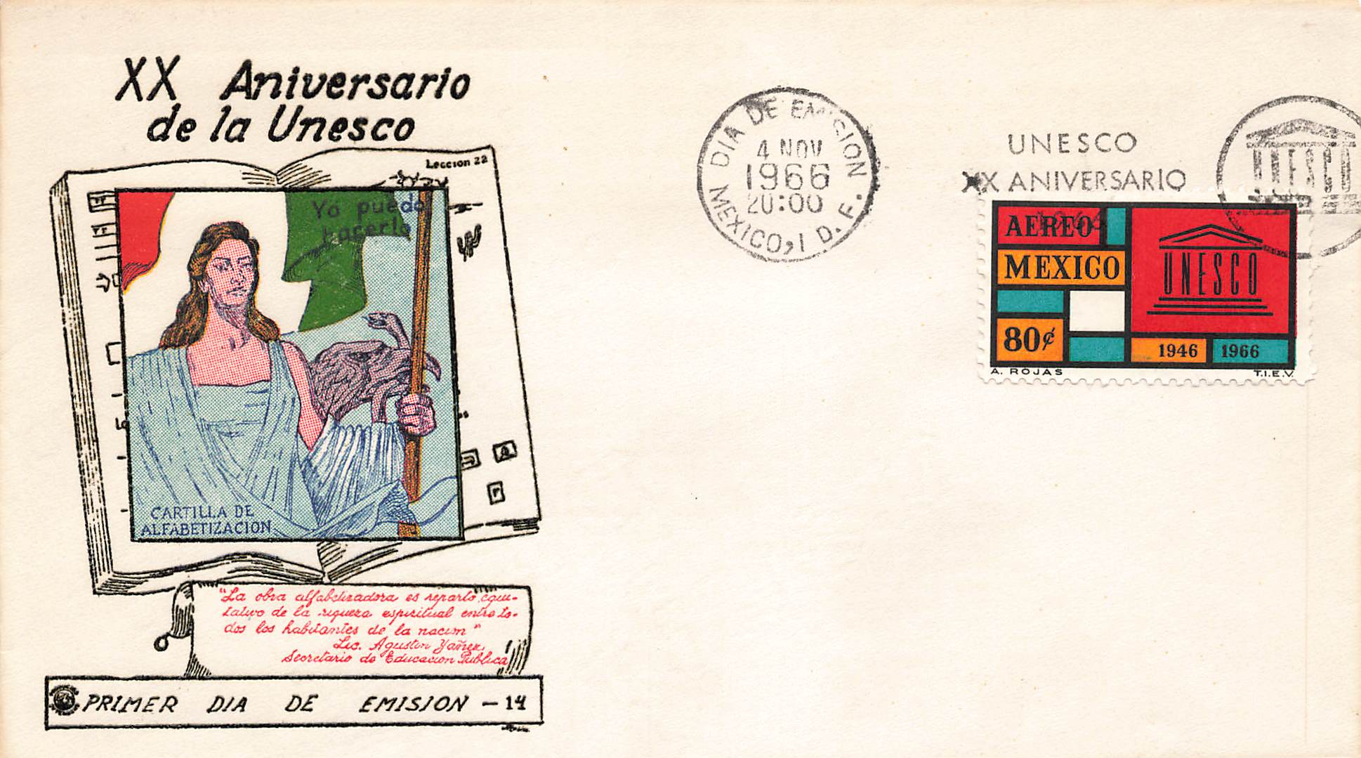 1966 Mexico - XX Aniversario de la Unesco .80