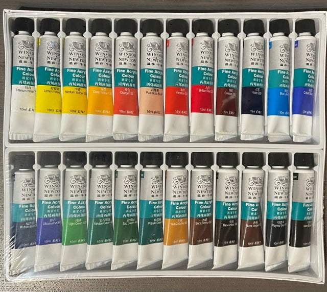 10ML 24colors/set WINSOR & NEWTON Acrylic Paints set Hand-painted wall  painting textile paint Art Supplies