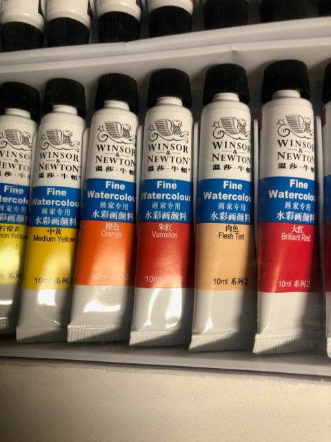 Winsor & Newton 24 Watercolor Tubes paint set.