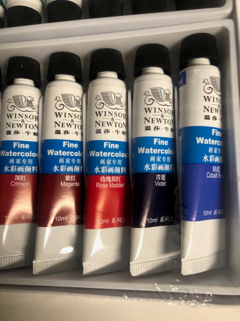 Winsor & Newton 24 Watercolor Tubes paint set.