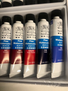 Winsor & Newton 24 Watercolor Tubes paint set.