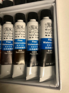 Winsor & Newton 24 Watercolor Tubes paint set.