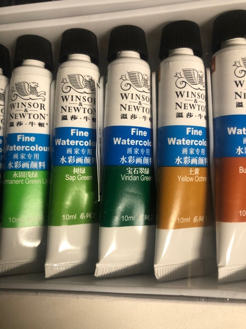 Winsor & Newton 24 Watercolor Tubes paint set.