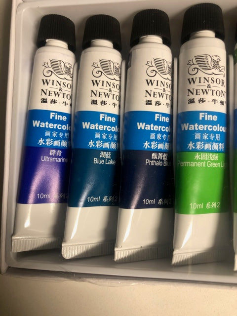 Winsor & Newton 24 Watercolor Tubes paint set.