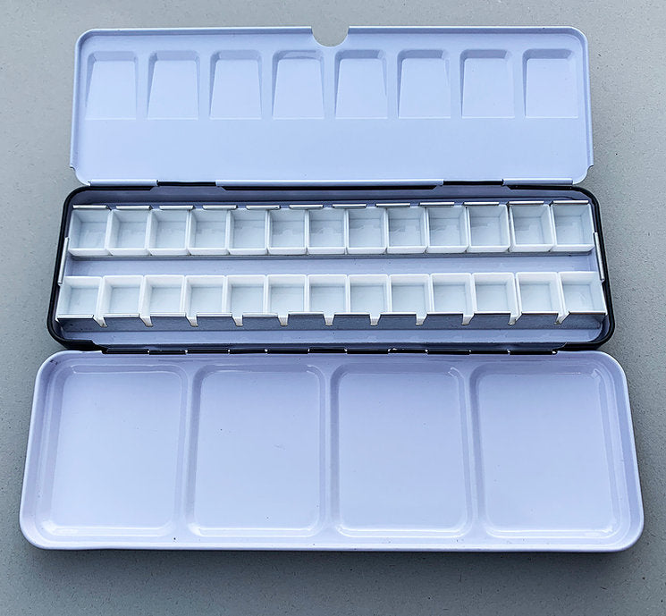 Laa-Loo Enamel coated Tin Watercolor Palette with 24 half pans